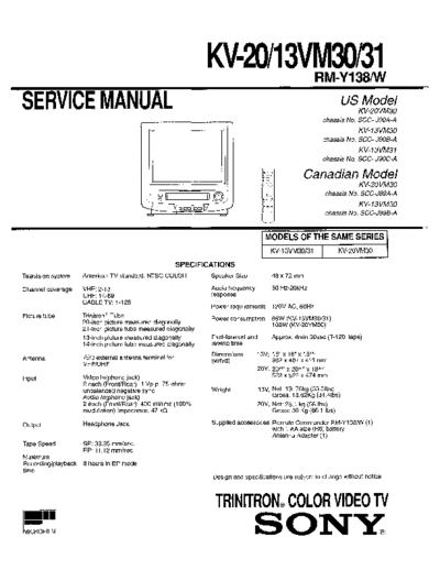 Sony KV-13VM30-13VM31-20VM30  Sony SONY KV chassis KV-13VM30-13VM31-20VM30.pdf