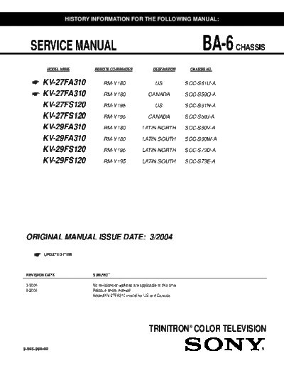 Sony KV-27FS120 ch BA-6  Sony SONY KV chassis KV-27FS120 ch BA-6.pdf