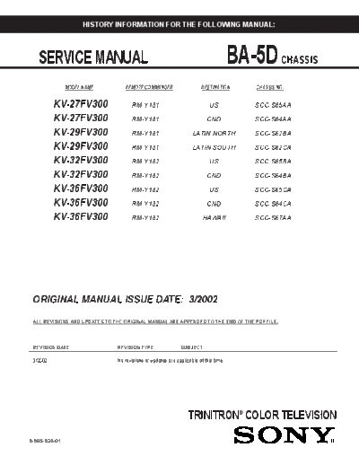Sony KV-27FV300   TV  Sony SONY KV chassis KV-27FV300 SONY TV.pdf