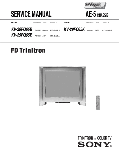 Sony KV-29FQ65B Chassis AE5  Sony SONY KV chassis KV-29FQ65B Chassis AE5.pdf