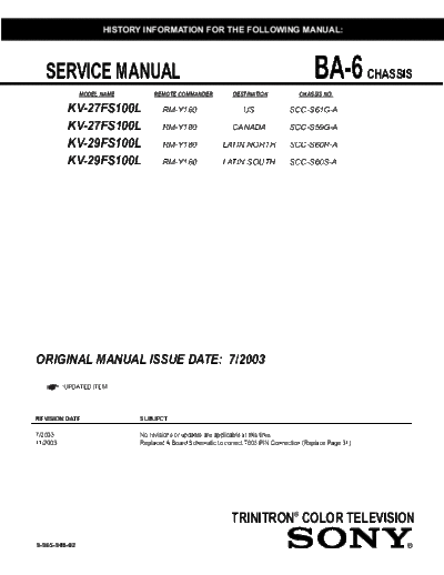Sony KV-29FS100 Chassis BA-6  Sony SONY KV chassis KV-29FS100 Chassis BA-6.pdf