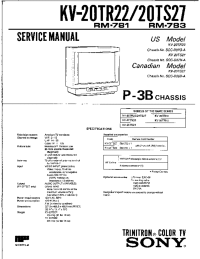 Sony KV-20TS20 chassis P-3B  Sony SONY KV chassis KV-20TS20 chassis P-3B .pdf