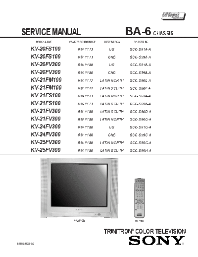 Sony KV-21FS100 Chassis BA-6  Sony SONY KV chassis KV-21FS100 Chassis BA-6.pdf