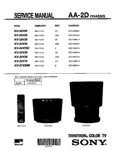 Sony KV-32V26-36 KV-34V36C KV-35V36-76 KV-37V36M chaasis AA-2D  Sony SONY KV chassis SONY KV-32V26-36 KV-34V36C KV-35V36-76 KV-37V36M chaasis AA-2D.pdf