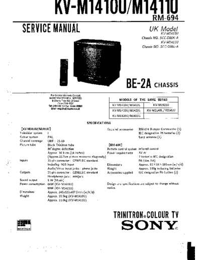 Sony KV-M1410  KV-M1411 chassis be-2a  Sony SONY KV chassis SONY KV-M1410  KV-M1411 chassis be-2a .pdf