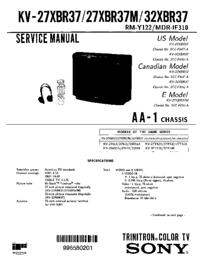 Sony KV27XBR37M KV32XBR37 AA1  Sony SONY KV chassis SONY KV27XBR37M_KV32XBR37 AA1.pdf