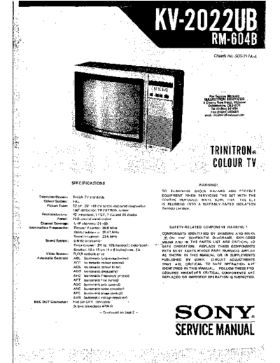 Sony kv-2022ub   tv  Sony SONY KV chassis kv-2022ub sony tv.PDF