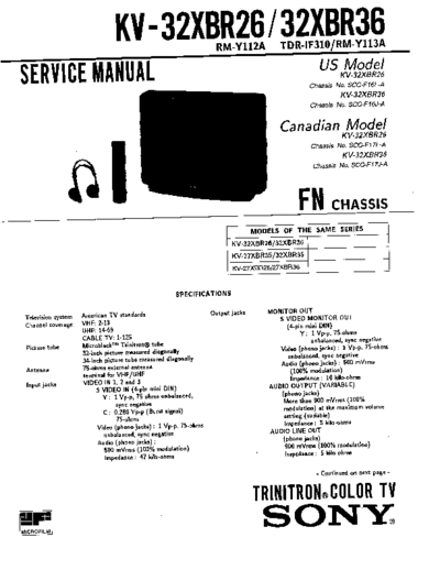 Sony manual  Sony SONY KV chassis KV-32XBR26-32XBR36 manual.pdf