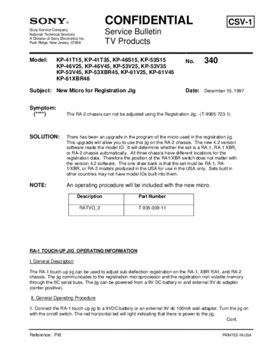 Sony TVP0340  Sony sony tv bulletins sony tv bulletins TVP0340.pdf