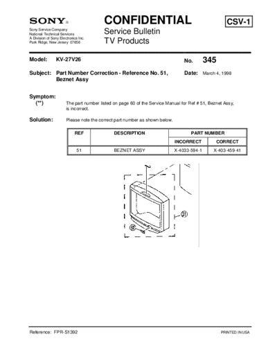 Sony TVP0345  Sony sony tv bulletins sony tv bulletins TVP0345.pdf