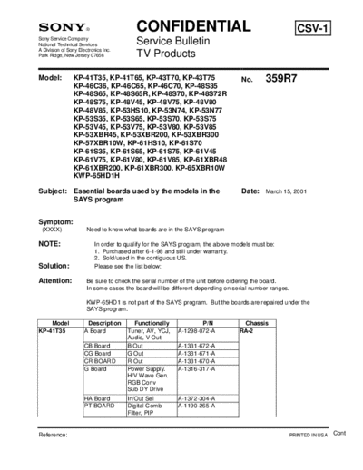 Sony TVP0359  Sony sony tv bulletins sony tv bulletins TVP0359.pdf