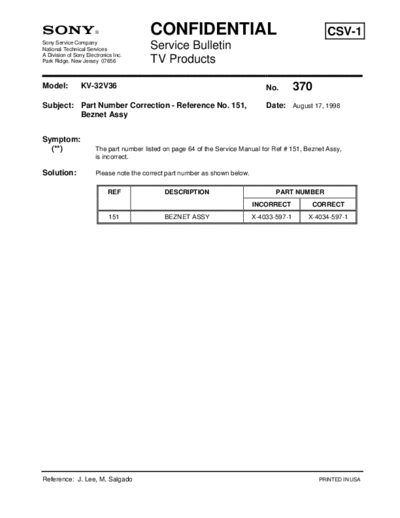 Sony TVP0370  Sony sony tv bulletins sony tv bulletins TVP0370.pdf