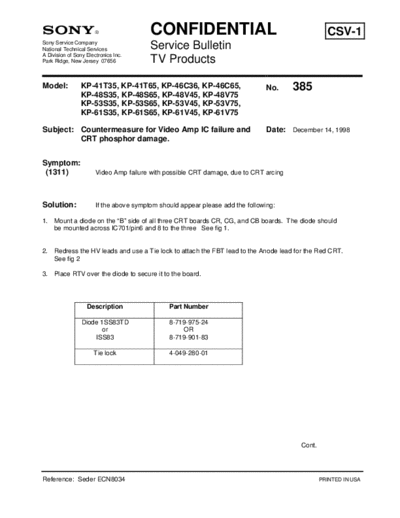 Sony TVP0385  Sony sony tv bulletins sony tv bulletins TVP0385.pdf