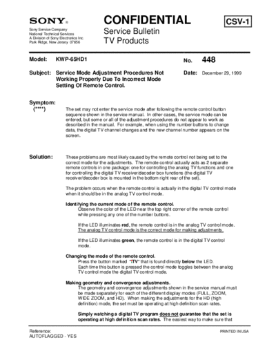 Sony TVP0448  Sony sony tv bulletins sony tv bulletins TVP0448.pdf