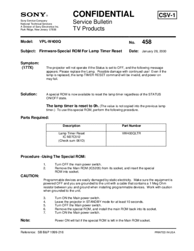 Sony TVP0458  Sony sony tv bulletins sony tv bulletins TVP0458.pdf