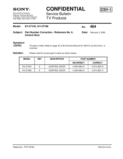 Sony TVP0464  Sony sony tv bulletins sony tv bulletins TVP0464.pdf