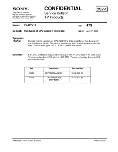 Sony TVP0479  Sony sony tv bulletins sony tv bulletins TVP0479.pdf