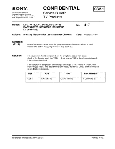 Sony TVP0417  Sony sony tv bulletins sony tv bulletins TVP0417.pdf