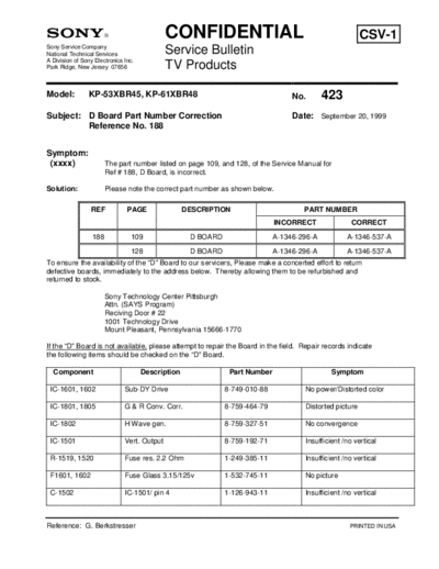 Sony TVP0423  Sony sony tv bulletins sony tv bulletins TVP0423.pdf