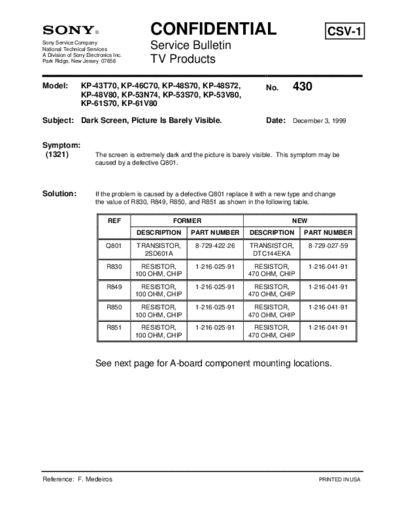 Sony TVP0430  Sony sony tv bulletins sony tv bulletins TVP0430.pdf