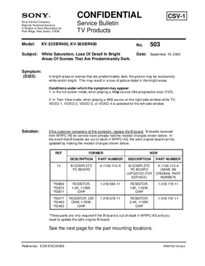 Sony TVP0503  Sony sony tv bulletins sony tv bulletins TVP0503.pdf