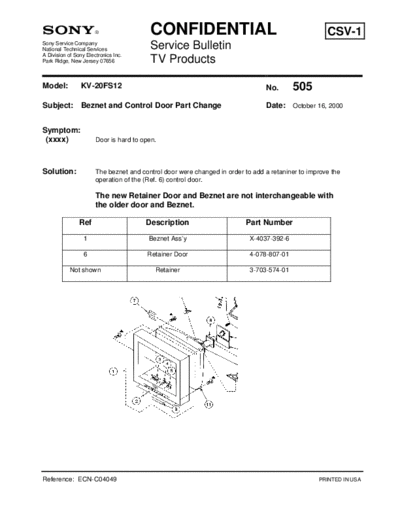 Sony TVP0505  Sony sony tv bulletins sony tv bulletins TVP0505.pdf