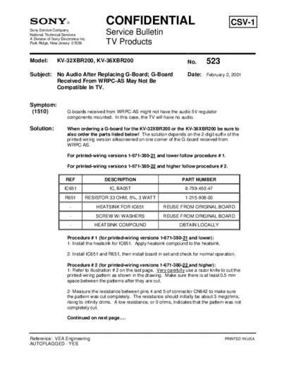 Sony TVP0523  Sony sony tv bulletins sony tv bulletins TVP0523.pdf