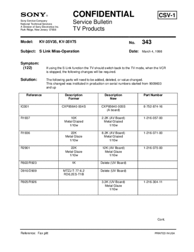 Sony TVP0343  Sony sony tv bulletins sony tv bulletins TVP0343.pdf