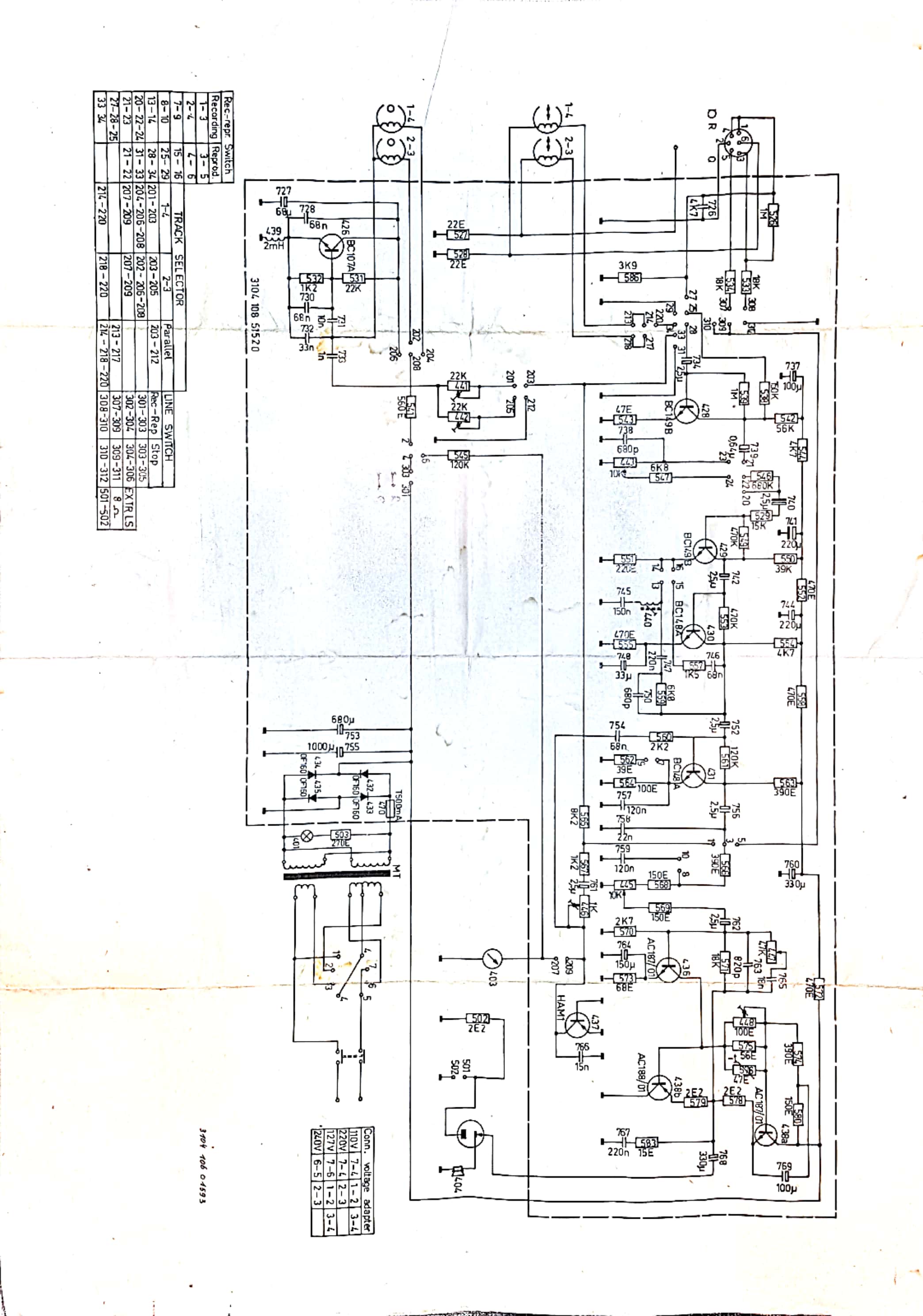 Philips 4307 Philips 4307 Reel-to-Reel Recorder Schematic (as included with set).  Other circuit revisions may exist.