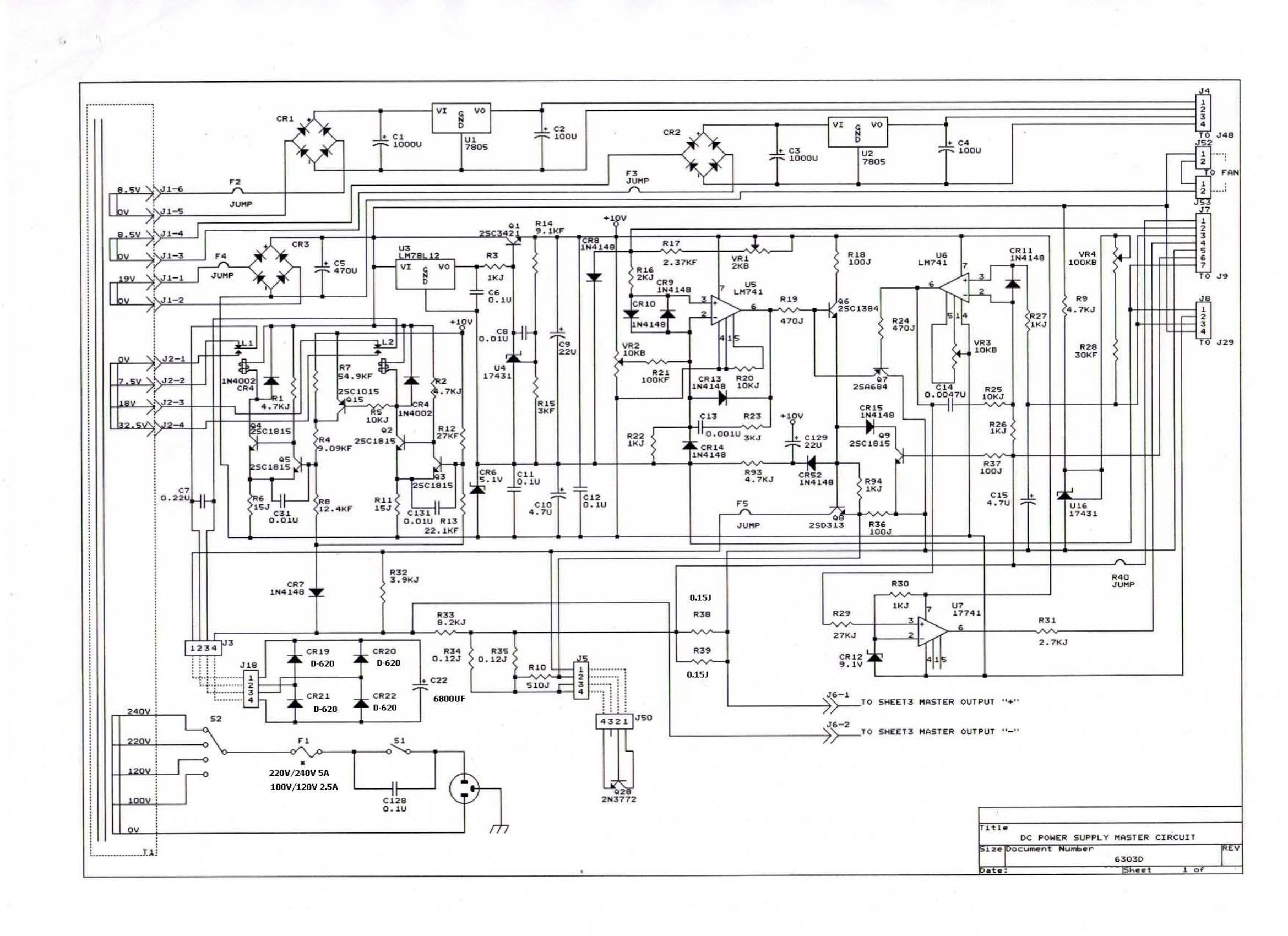 Topward series 3000 3303A Topward 30V 3A power supply schematic / circuit diagram