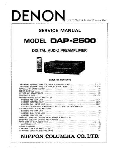 DENON  DAP-2500  DENON Digital Audio PreAmplifier Digital Audio PreAmplifier Denon - DAP-2500  DAP-2500.PDF