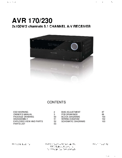 Harman Kardon AVR-170 & 230 Rev 0  Harman Kardon AVR AVR-170 & 230 AVR-170 & 230 Rev 0.pdf