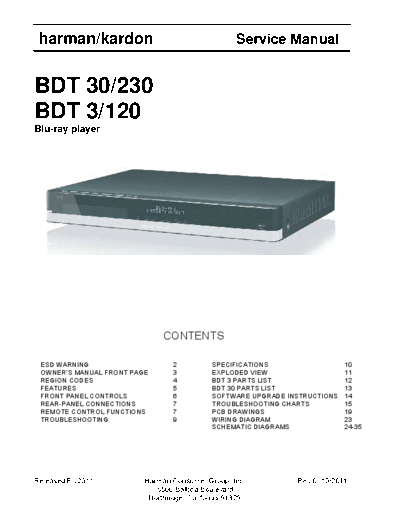 Harman Kardon BDT-30 & 230 & 3 & 120  Harman Kardon BDP BDT-30 & 230 & 3 & 120 BDT-30 & 230 & 3 & 120.pdf