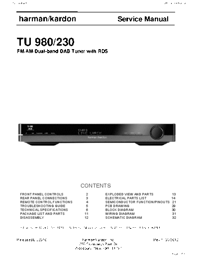 Harman Kardon TU-980 & 230 Rev 1  Harman Kardon TU TU-980 & 230 TU-980 & 230 Rev 1.pdf