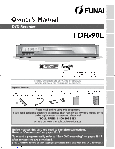 Funai FDR-90E   Funai FDR FDR-90E FDR-90E .pdf
