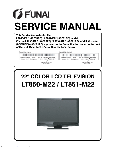 Funai LT850-M22 & 851-M22  Funai LT LT850-M22 & 851-M22 LT850-M22 & 851-M22.pdf