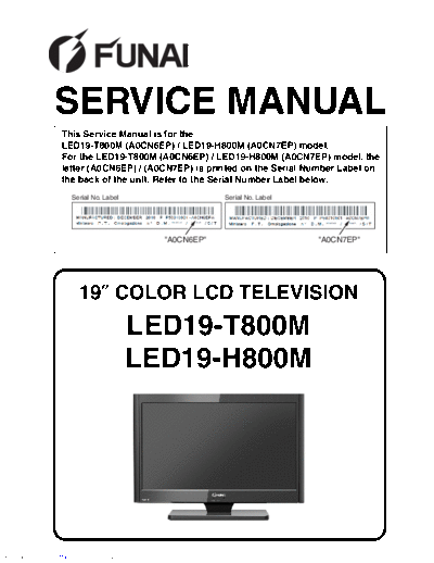 Funai LED19-T800M  Funai LED LED19-T800M LED19-T800M.pdf