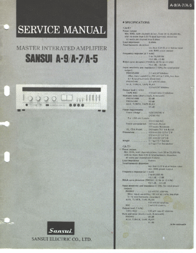 Sansui -A9-A7-A5-int-sm  Sansui Master Integrated Amplifier Master Integrated Amplifier - A9 & A7 & A5 Sansui-A9-A7-A5-int-sm.pdf