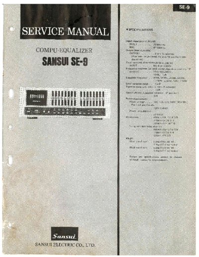 Sansui SE-9 Equalizer  Sansui Stereo Graphic Equalizer Stereo Graphic Equalizer - SE-9 Sansui SE-9 Equalizer.pdf