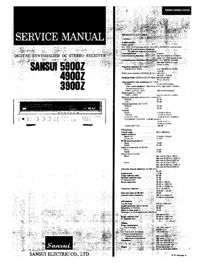 Sansui 5900Z, 4900Z, 3900Z  Sansui Digital Synthesizer DC Stereo Receiver Digital Synthesizer DC Stereo Receiver - 5900Z & 4900Z & 3900Z Sansui 5900Z, 4900Z, 3900Z.pdf