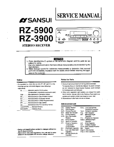 Sansui RZ-3900, RZ-5900  Sansui Audio Video Receiver Audio Video Receiver - RZ-5900 & RZ-3900 Sansui RZ-3900, RZ-5900.pdf