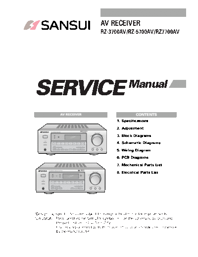 Sansui RZ-3700AV 5700AV 7700AV  Sansui Audio Video Receiver Audio Video Receiver - RZ-3700AV & RZ-5700AV & RZ7700AV Sansui RZ-3700AV_5700AV_7700AV.pdf