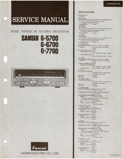 Sansui G-5700 & G-6700 & G-7700  Sansui Pure Power DC Stereo Receiver Pure Power DC Stereo Receiver - G-5700 & G-6700 & G-7700 G-5700 & G-6700 & G-7700.pdf