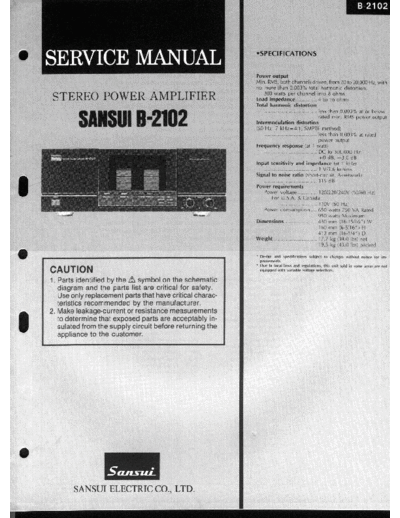 Sansui -B2102-pwr-sm  Sansui Stereo Power Amplifier Stereo Power Amplifier - B-2102 Sansui-B2102-pwr-sm.pdf