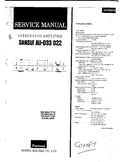 Sansui AU-D33 & D22  Sansui Integrated Stereo Amplifier Integrated Stereo Amplifier - AU-D33 & D22 Sansui AU-D33 & D22.pdf