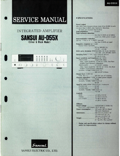 Sansui AU-D55X  Sansui Integrated Stereo Amplifier Integrated Stereo Amplifier - AU-D55X Sansui AU-D55X.pdf