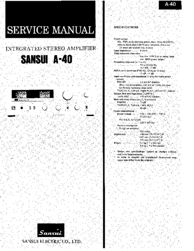 Sansui -A40-int-sm  Sansui Integrated Stereo Amplifier Integrated Stereo Amplifier - A-40 Sansui-A40-int-sm.pdf