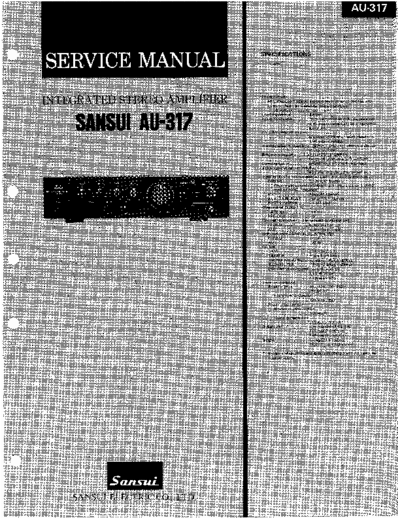 Sansui -AU317-int-sm  Sansui Integrated Stereo Amplifier Integrated Stereo Amplifier - AU-317 Sansui-AU317-int-sm.pdf