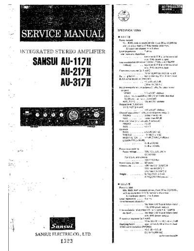 Sansui AU-117II, AU-217II, AU-317II  Sansui Integrated Stereo Amplifier Integrated Stereo Amplifier - AU-117 Sansui AU-117II, AU-217II, AU-317II.pdf