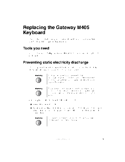 Gateway M405 REMOVE REPLACE KEYBOARD  Gateway M405 REMOVE REPLACE KEYBOARD.pdf